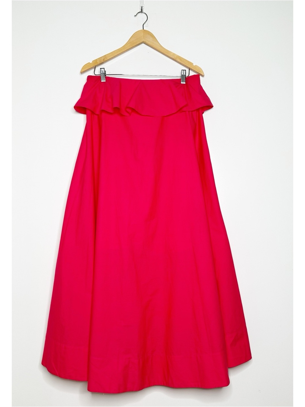 By Anthropologie Strapless Flounce A-Line Midi Dress Hot Pink Size Small S - Picture 3 of 10